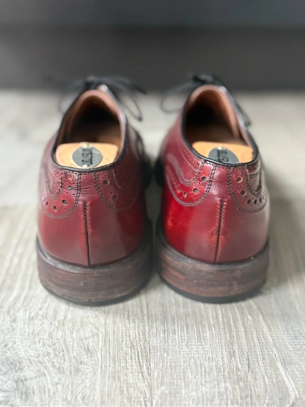 Vintage Allen Edmonds McAllister Burgundy Leather Wingtip Oxford Dress Shoes